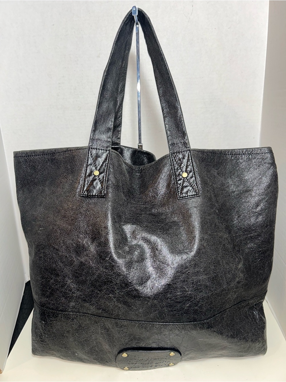 Juicy Couture Black Crinkle Leather Tote Bag Shoulder Bag